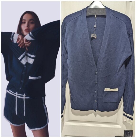 Nwt Rag & Bone | Serena V-Neck Cardigan In Navy - Picture 1 of 12